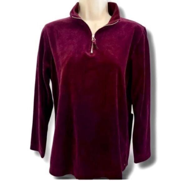 Vintage Quarter 1/4 Zip Liz Claiborne Y2K Velour. Size Small - Picture 2 of 5